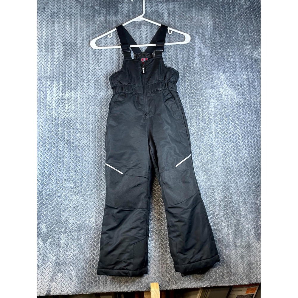 Swiss Tech Snow Bib Kids XS 4-5 Black Water Repellent Straight Leg Front Zipper